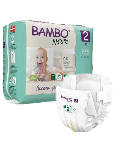 Couches Bébé BAMBO Nature Taille 2 3-6 Kg (S X 30 Pcs)